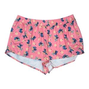 Disney Pink Sleep Shorts with Blue Stitch Print